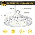 200W LED UFO High Bay Light: 5000K, 28000 Lumens, Dimmable, IP65, UL/DLC Premium, Wide 120° Beam Angle for Industrial Illumination - Eco LED Lightings 