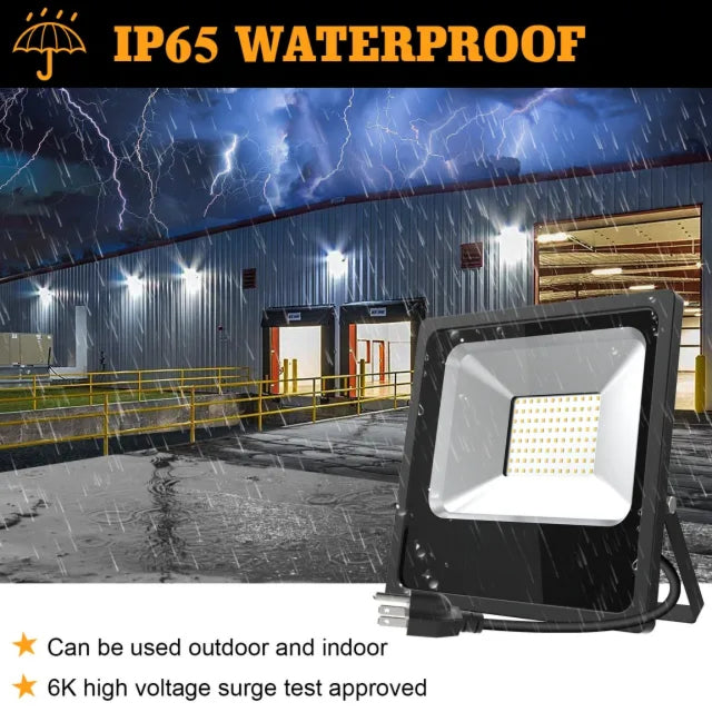100W LED Flood Light, 5000K Daylight White, 14000 Lumens, IP65 Waterproof, 120° Beam Angle, 120V AC, ETL/DLC Listed - Eco LED Lightings 