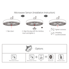 100W LED UFO Light - 20,000 Lumens, 200 lm/W, Adjustable CCT (4000K-5000K-6000K), Microwave Sensor, Power Wire Plug - Eco LED Lightings 