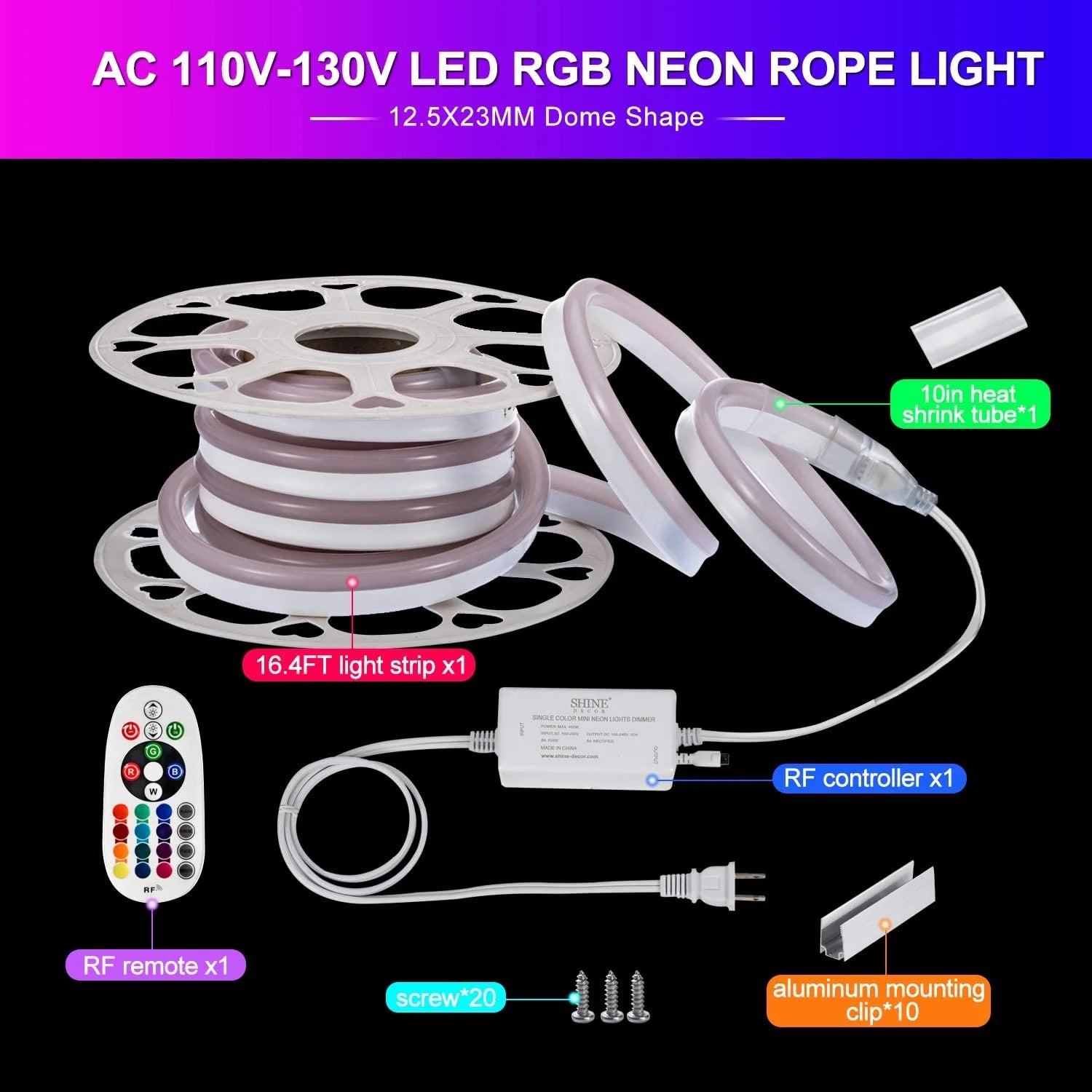 82FT LED RGB Neon Light 110V 12.5x23mm Pro Select Neon Plus RGB - Eco LED Lightings 