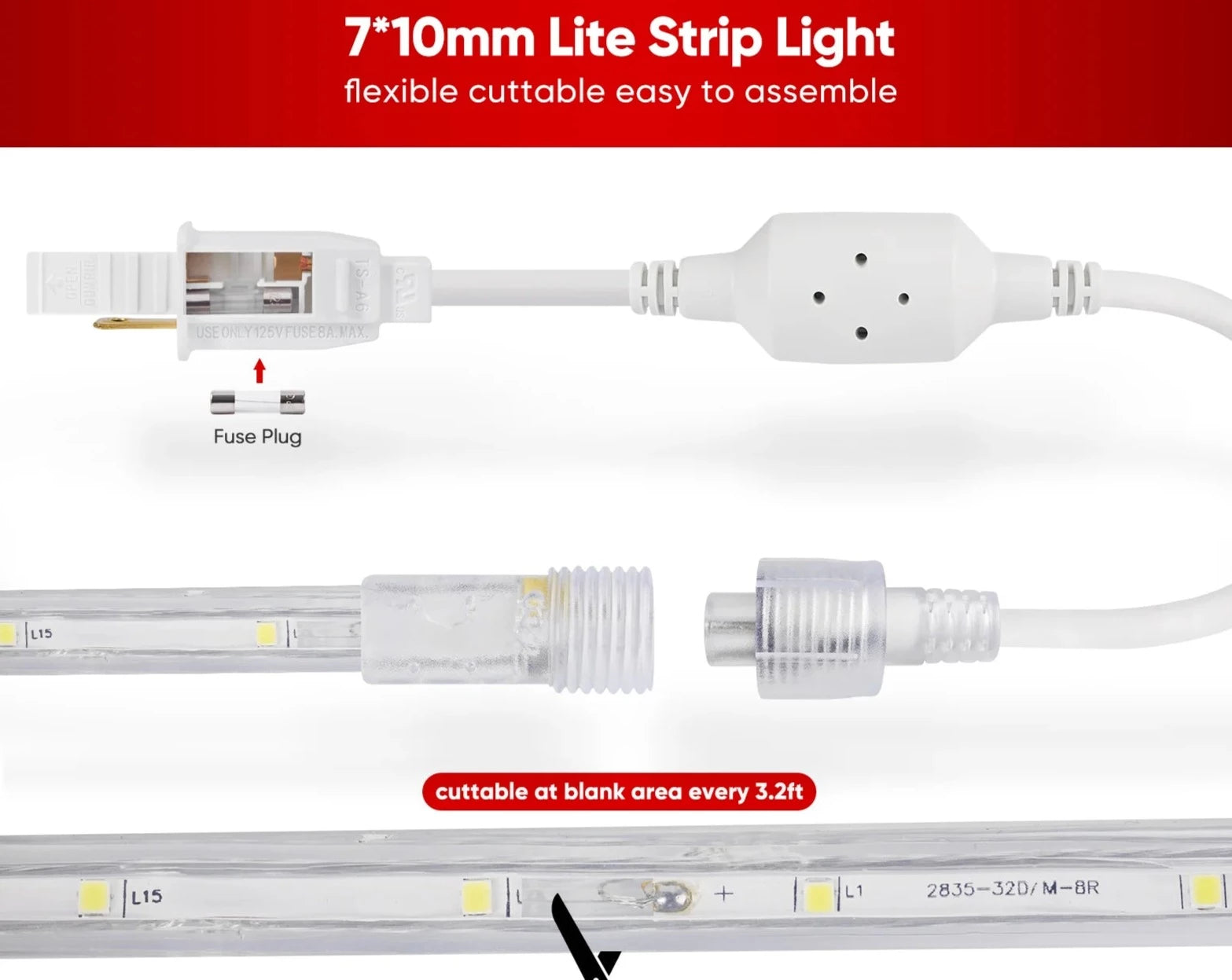 110V Soft and Warm Lite Strip LED Strip Light for Ambient Lighting - 180 Lumens/M - Eco LED Lightings 
