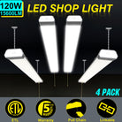 120W LED Shop Light, 4FT, 16800LM, 5000K, Linkable, With Plug, 120V±10%, ON/Off Pull Chain, Suspended & Flush Mount - Eco LED Lightings 