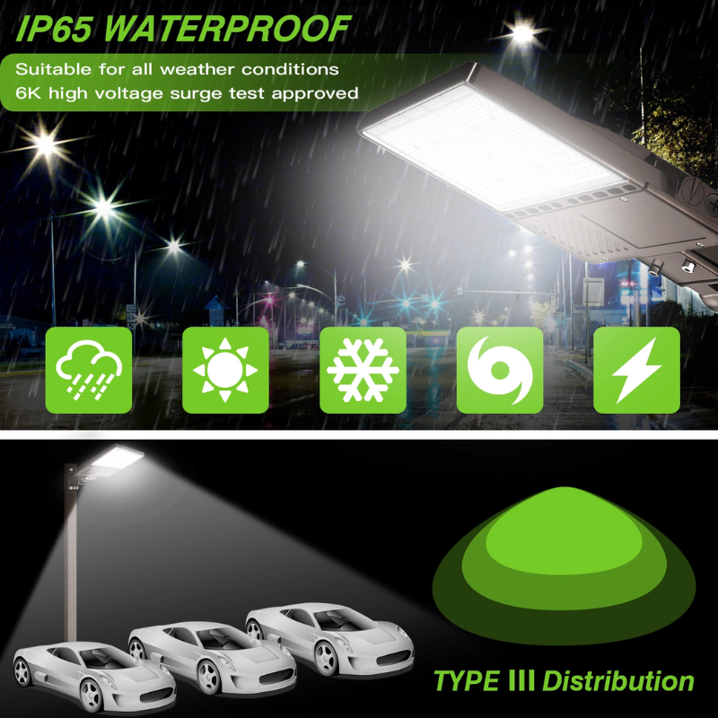 150W LED Shoebox Pole Light with Built in Photocell- 21,000 Lumens, 5000K Daylight, Ideal for Universal Mounting (Square/Round) Pole - Eco LED Lightings 