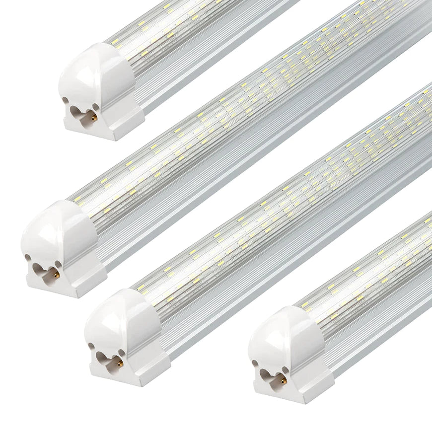 4ft LED Shop Lights- 30W - 6500K and 4200 Lumens, Striped Lens, V-shaped Linkable LED Integrated Tube- ETL Listed - Eco LED Lightings 