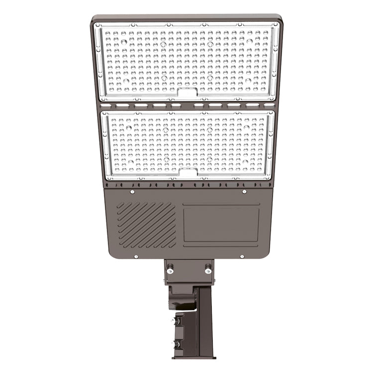 320W LED Shoebox Pole Light with Photocell, Slip Fitter, and 5000K Daylight Color Temperature - Perfect for commercial parking lot lights and Outdoor Lighting at 120V - Eco LED Lightings 