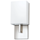 Modern 1-Light 13 Inch Tall LED Wall Sconce in Brushed Nickel with Hand Crafted Off-White Frosted Acrylic Shade - Eco LED Lightings 