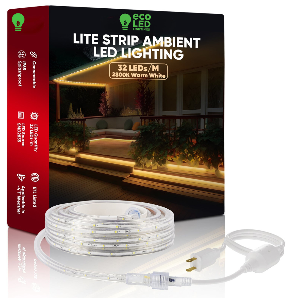110V Soft and Warm Lite Strip LED Strip Light for Ambient Lighting - 180 Lumens/M - Eco LED Lightings 