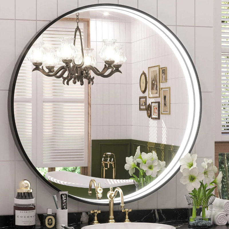 Round LED Bathroom Mirror with Frame - 3000K/4500K/6000K - Eco LED Lightings 
