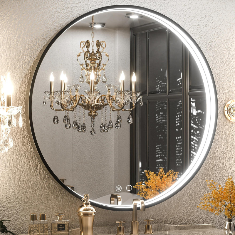 Round LED Bathroom Mirror with Frame - 3000K/4500K/6000K - Eco LED Lightings 