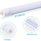 8FT LED Tube Light - 40W, 4000K, 4800 Lumens, Frosted Cover, FA8 Single Pin, Single/Double End Power, 120-277V, ETL and DLC Certified - Eco LED Lightings 