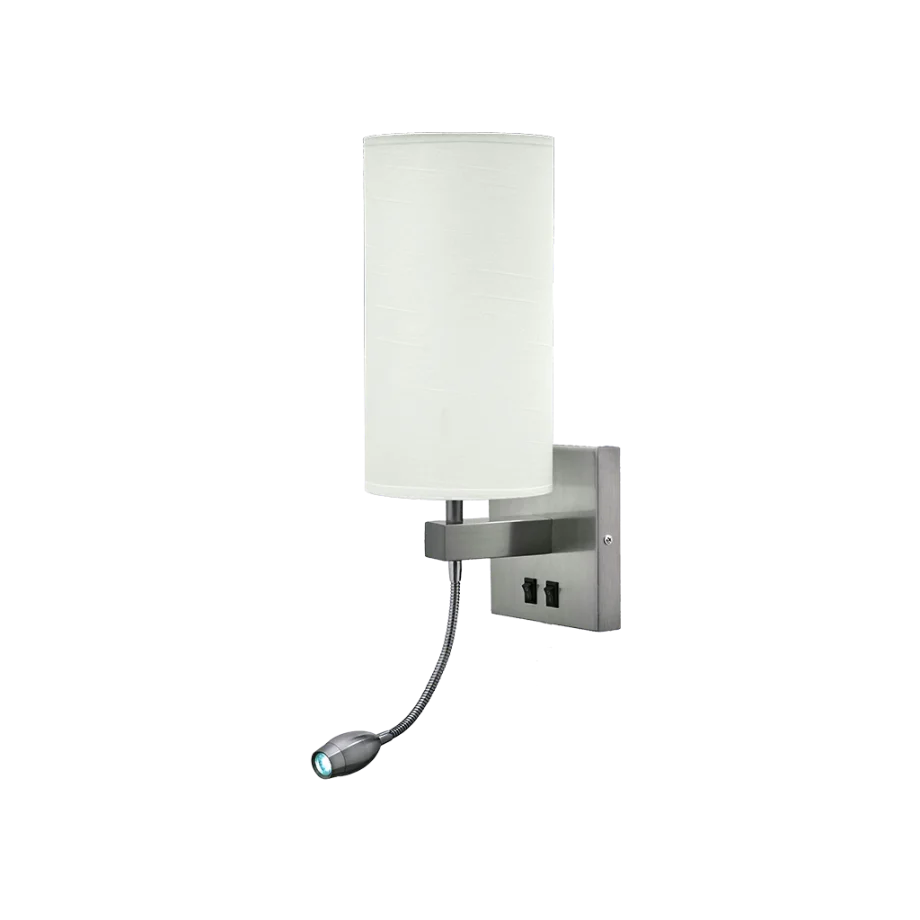 Elegant Brushed Nickel Headboard Light: USB Charge, 1W LED Reading Light - Eco LED Lightings 