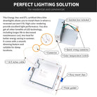 3 Inch 5CCT Slim Square Canless LED Downlight, 9w, 500LM, 90+ CRI, Flat/Baffle (J-Box Included) - Eco LED Lightings 