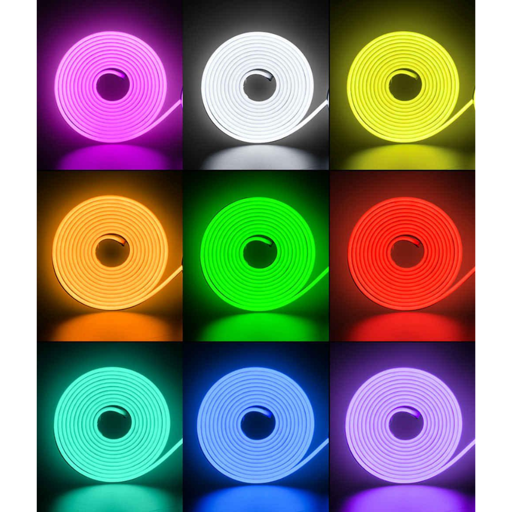 16.4FT Smart RGB Neon LED Rope Light (12W/M, 120LED/Meter) - 12V, IP65, Music Sync & Mic Mode - ETL Listed - Eco LED Lightings 