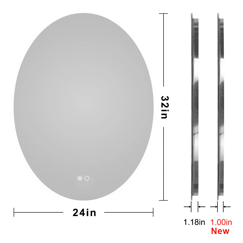 Backlit Oval LED Bathroom Mirror, 6000K, Shatterproof, IP44, Anti-Fog - Eco LED Lightings 