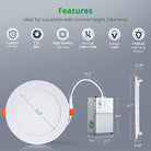 6 Inch LED Slim Panel Lights with 5CCT Selectable, Dimmable, and ETL Listed LED Down Light with Junction Box - Eco LED Lightings 