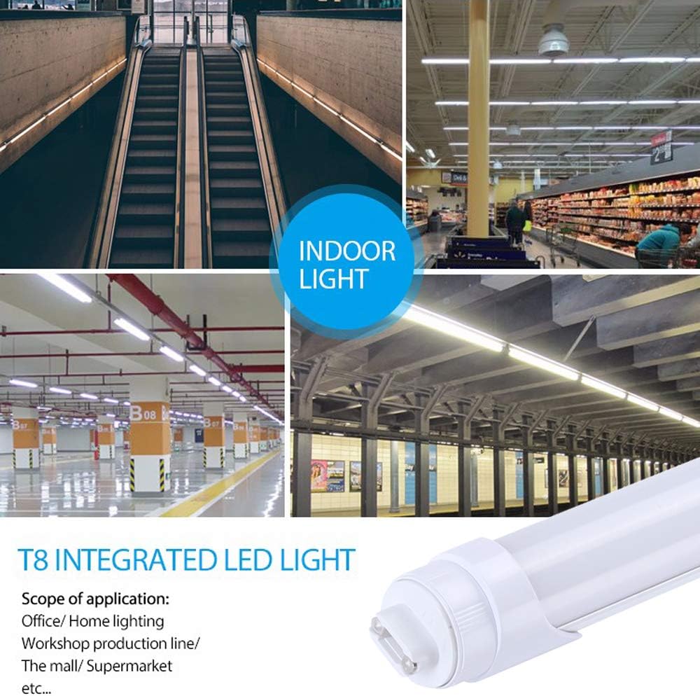 8FT LED Tube Light designed for Garage, Workshop, Warehouse - R17 Base, 40W, 5000K, Frosted, 4800 Lumens, Energy-Efficient, Ballast Bypass Type B - Eco LED Lightings 