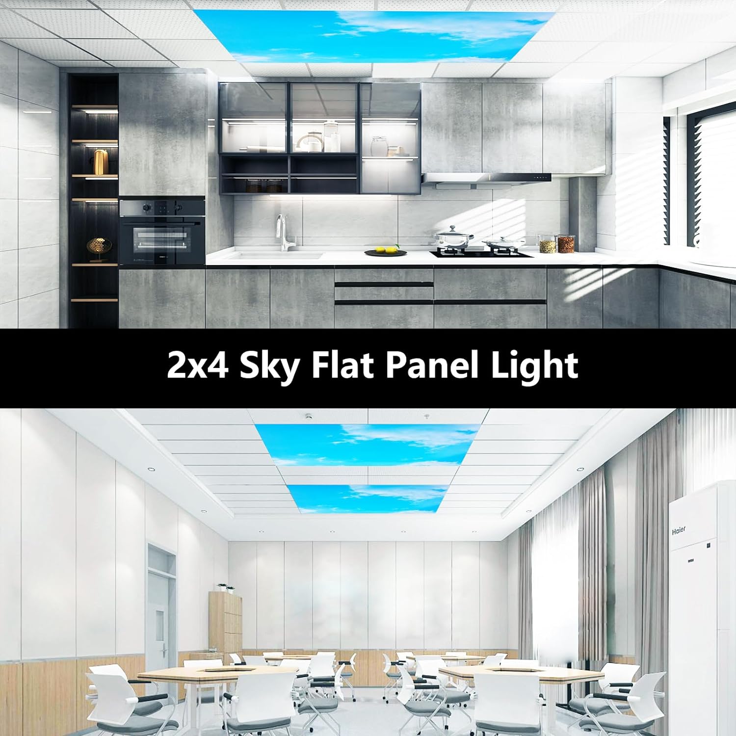 2x4 LED Panel with Ceiling Light Cloud - Selectable Wattage (40W/50W/60W/70W) & CCT (4000K/5000K/6500K), 0-10v Dimmable, ETL Certified