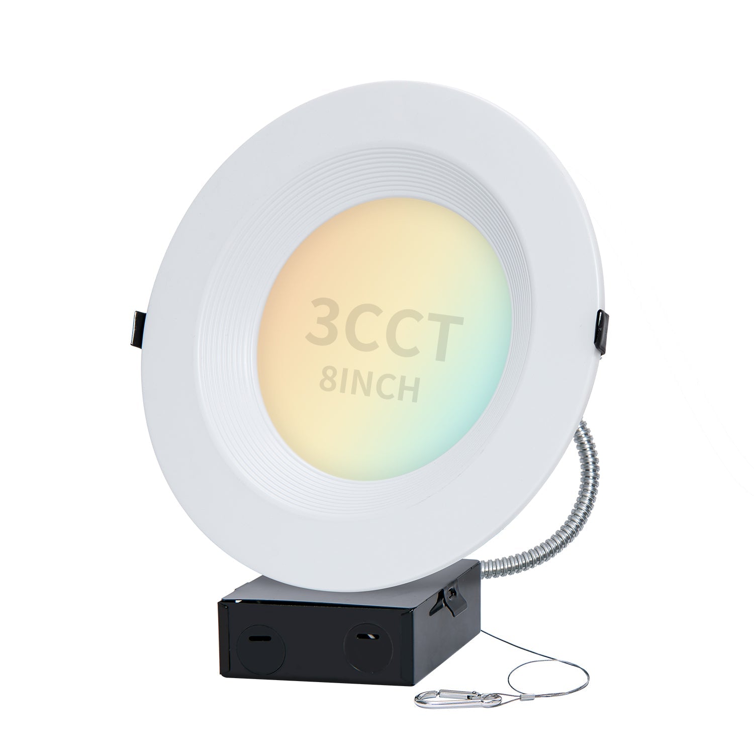 8 Inch Recessed LED Commercial Downlight with J-Box | Wattage Adjustable 16/21/27W | 3 Color Selectable 3000K-5000K | 120-277V | 0-10V Dimmable | IC Rated | Canless LED Downlight | UL Listed - Eco LED Lightings 