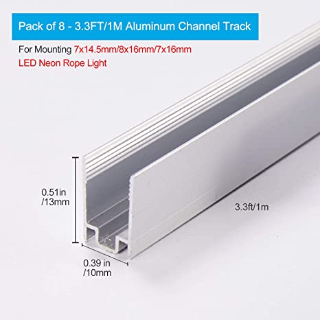 3.3FT Aluminum Track Channel for 110V Neon Lights (8x16mm & 7*14.5mm) | Durable and Versatile - Eco LED Lightings 
