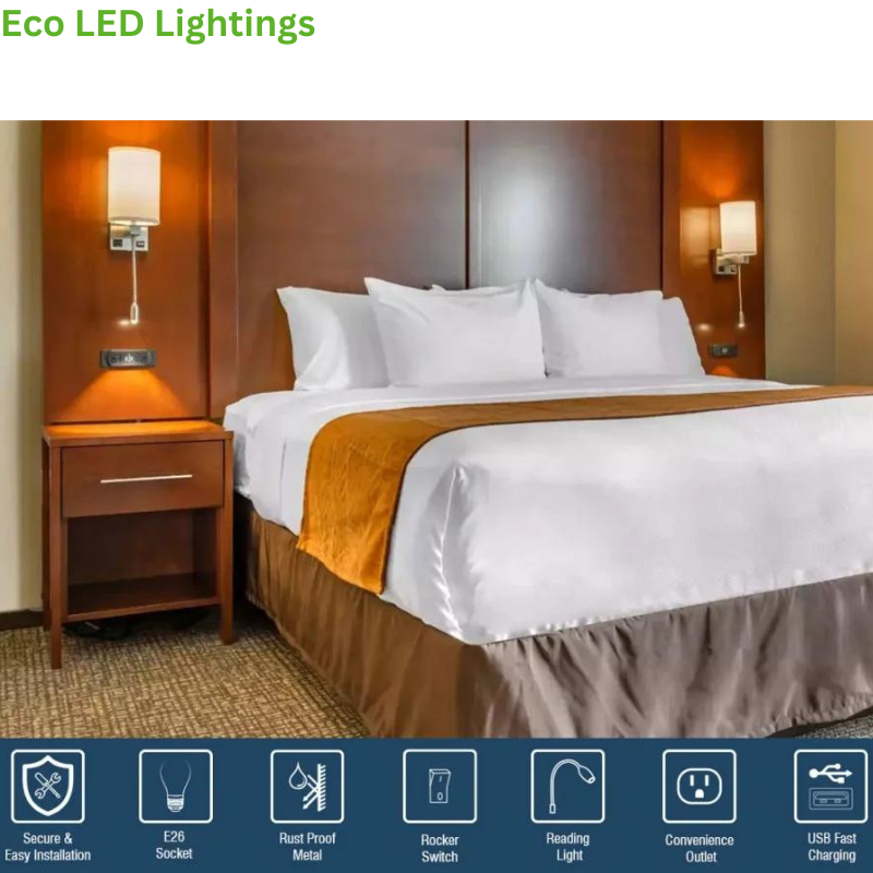 Elegant Brushed Nickel Headboard Light: USB Charge, 1W LED Reading Light - Eco LED Lightings 