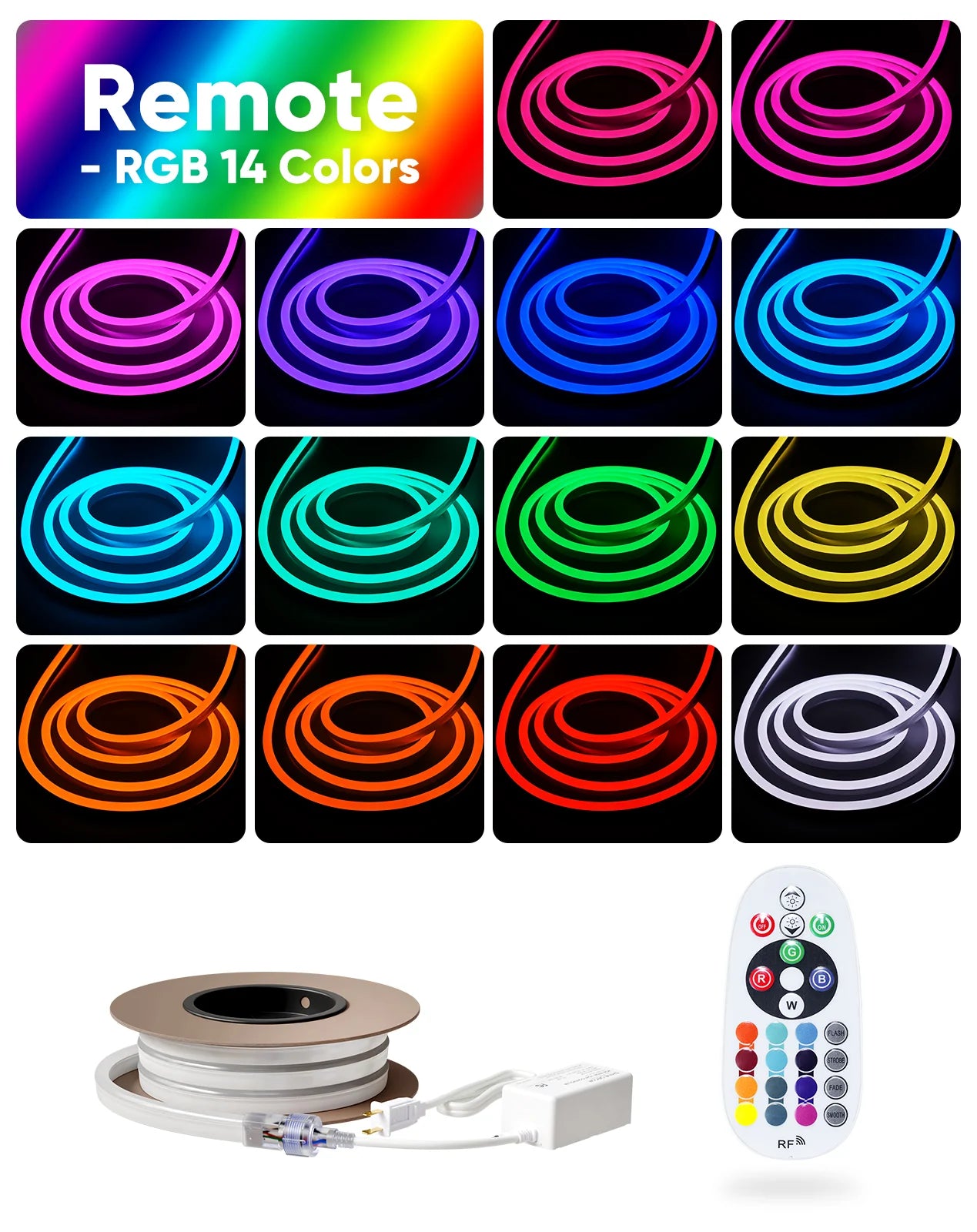 Eco Neon RGB LED Neon Rope Light - Medium-Priced 110V Color-Changing Neon Light - Flexible, Energy-Efficient, and Long-Lasting - Eco LED Lightings 