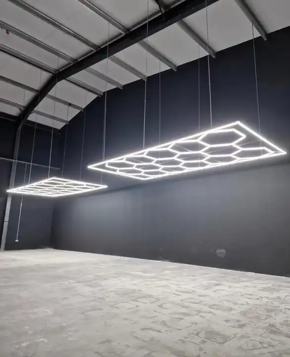 Car Detailing Led Garage Light , 14 Hexagonal Grid Systems Led Shop Lights