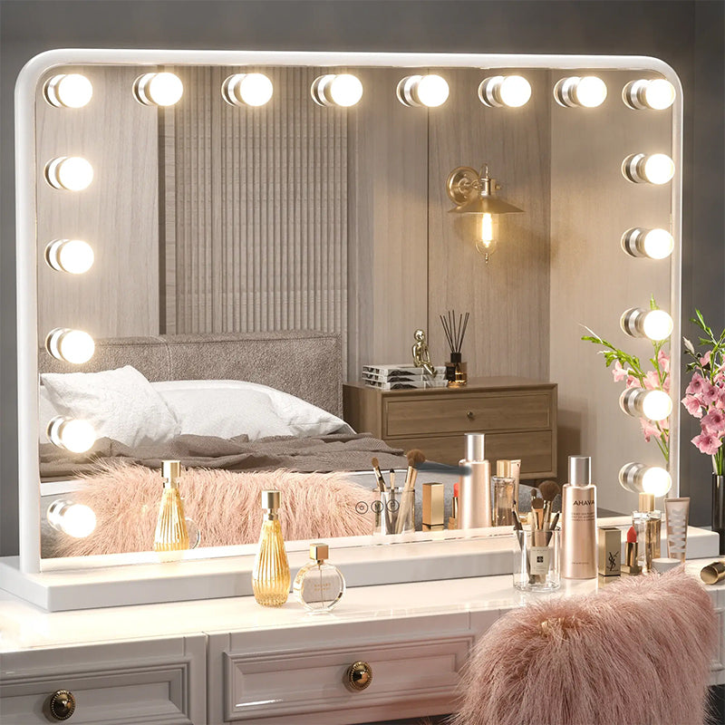 Hollywood Lighted Makeup Mirror with 3-Color Dimmable LED Bulbs - Eco LED Lightings 