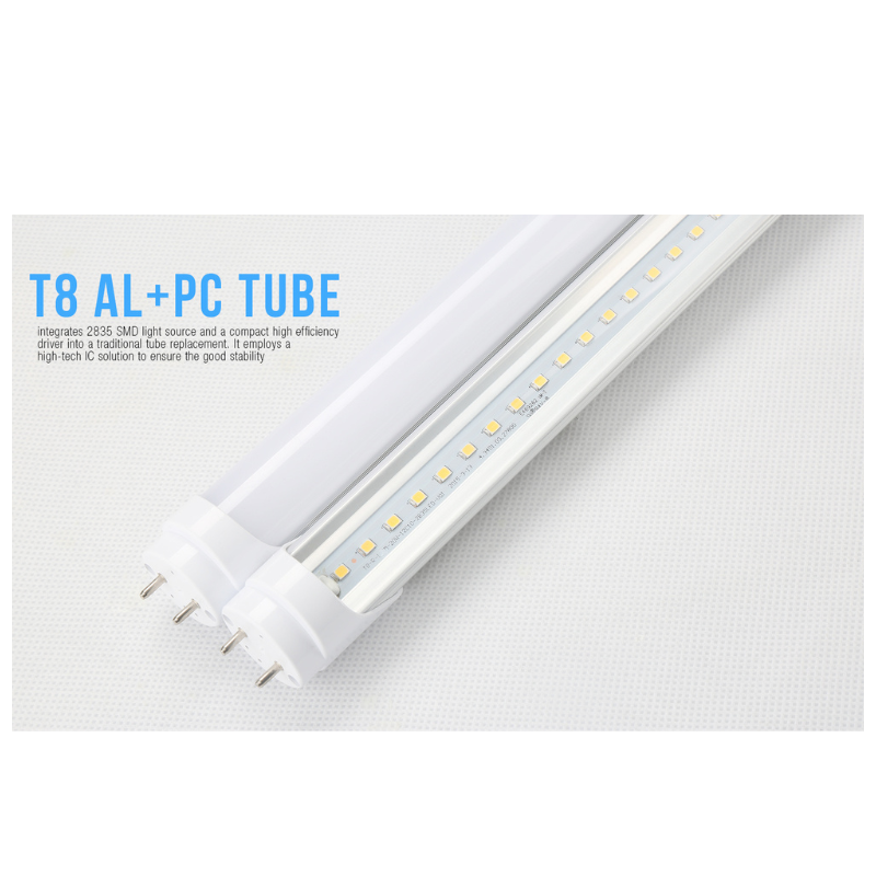 4ft T8 LED Tube Light, High Output Linkable, Plug and Play, 18W, 2340LM, 4000K Clear/Frosted, Damp Location, for Garage, Workshop, Basemen - Eco LED Lightings 