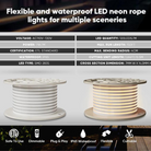 Warm White LED Neon Light- 3000K, 7W/Meter and 240LM/W - IP65, Energy Efficient - ETL Listed - Eco LED Lightings 