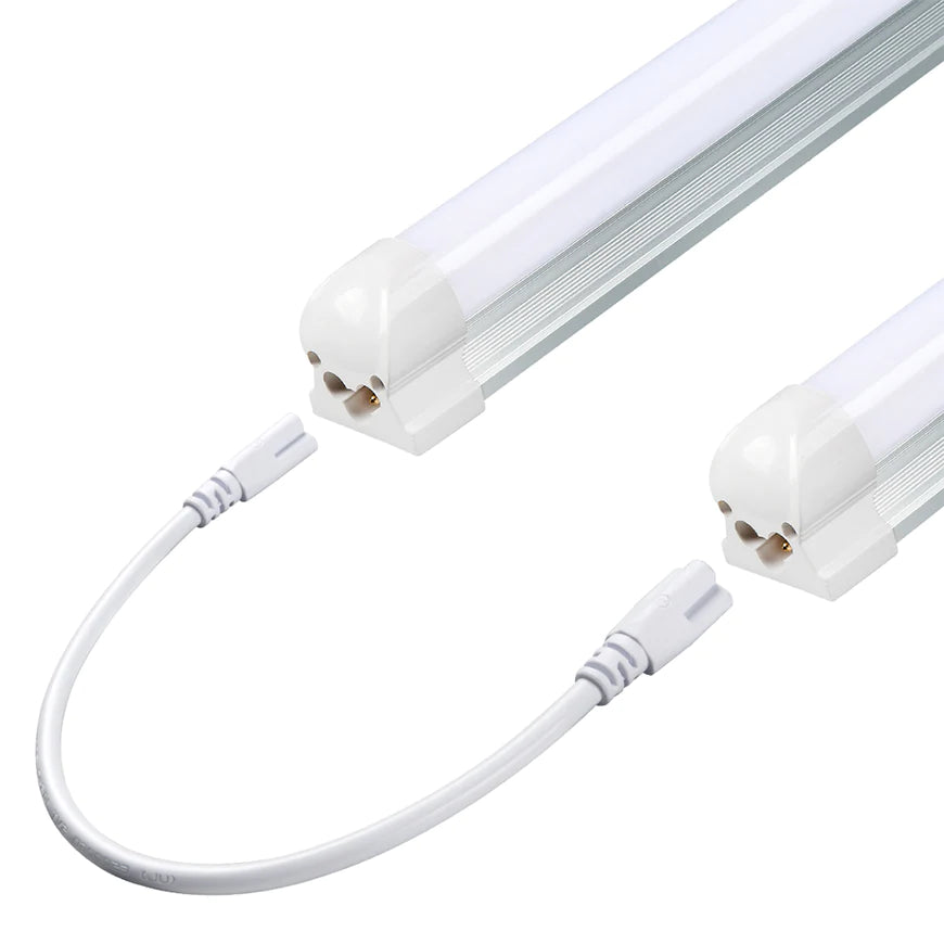 T8 Integrated 8ft LED Shop Lights - 60W, 5000K, 7200 Lumens, Frosted Linkable Fixture, Suitable for 100V-277V, ETL and DLC Listed, Traic Dimmable - Eco LED Lightings 