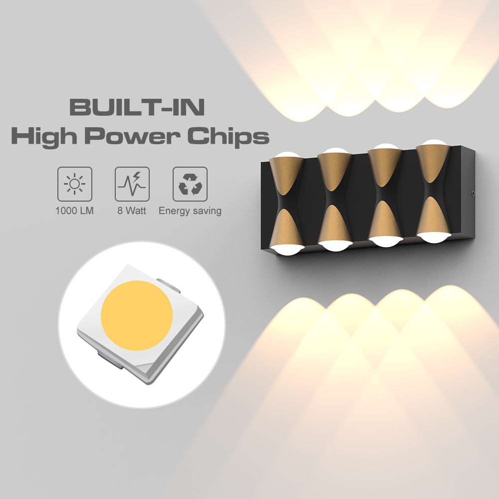 8W LED Wall Sconce | Die-Cast Aluminum | Warm White Light | IP65 Waterproof | COB Chip | Wall Lamp - Eco LED Lightings 