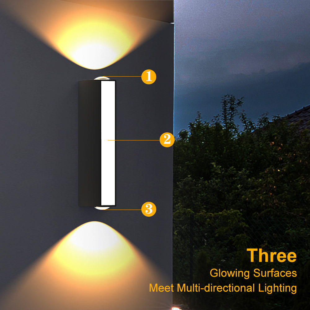 Modern Wall Sconce with COB LED Bulb, Warm White Light, 8W, Die-Cast Aluminum and Optical Lens, IP65 Waterproof - Eco LED Lightings 