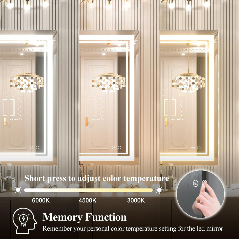 Modern 3-Color Frontlit LED Bathroom Mirror - Ambiance, Practicality, and Contemporary Touch - Eco LED Lightings 