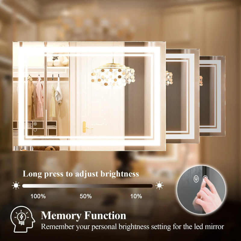 Modern 3-Color Frontlit LED Bathroom Mirror - Ambiance, Practicality, and Contemporary Touch - Eco LED Lightings 
