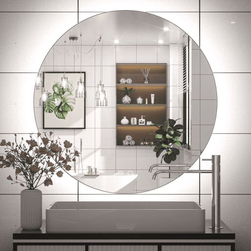 Modern Backlit Round LED Bathroom Mirror | Shatterproof Glass | 6000K | Waterproof | Anti-Fog - Eco LED Lightings 