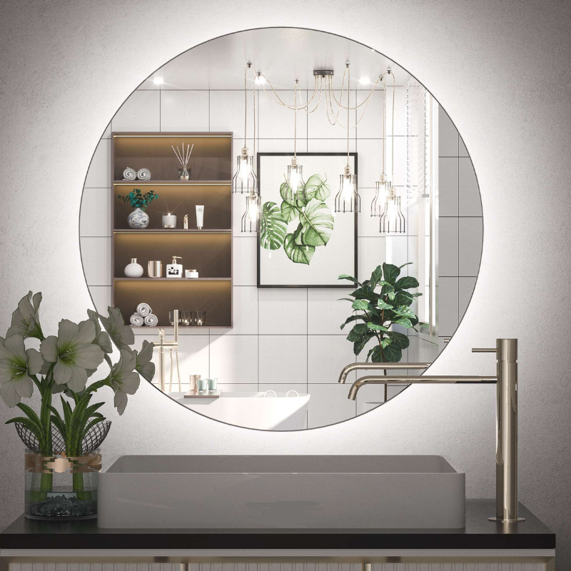 Modern Backlit Round LED Bathroom Mirror | Shatterproof Glass | 6000K | Waterproof | Anti-Fog - Eco LED Lightings 
