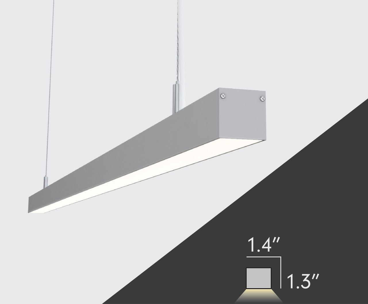 4ft LED Suspended Linear Light, Selectable Wattage (50W/45W/40W) & CCT (3500K-6500K), 6,500 Lumens, 0-10V Dimmable - ETL, CETL, DLC Listed - Eco LED Lightings 