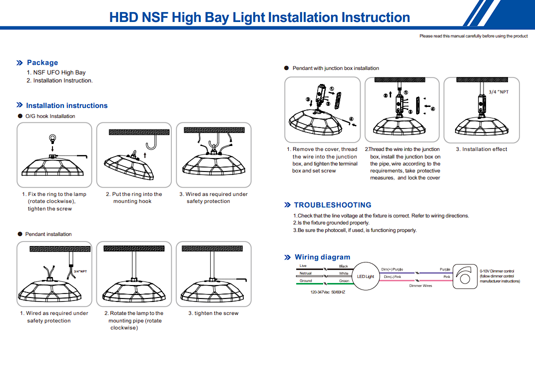 200W LED Food Service & Laboratory High Bay Light - 5000K, 150lm/w, 0-10V Dimmable, DLC 5.1 & NSF Certified - Eco LED Lightings 