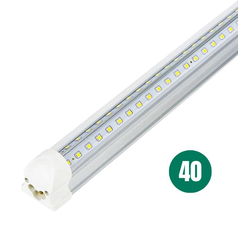8ft LED Shop Lights - 60W LED Integrated Tube, 6500K- 7200 Lumens, Linkable Fixture, 100V-277V, ETL and DLC Listed, Traic Dimming - Eco LED Lightings 