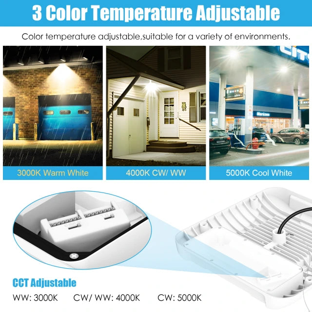 80W/120W/150W Dimmable LED Canopy Light with CCT Selectable 3000K/4000K/5000K - IP65 Rated - Eco LED Lightings 