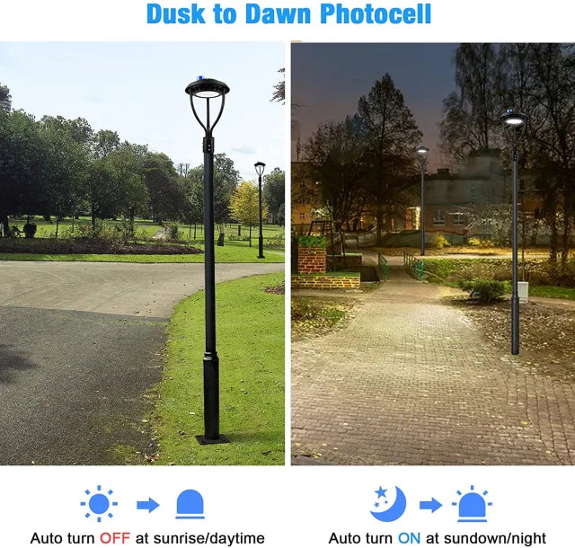 150W LED Post Top Light with Photocell - Ultra Bright 21,000lm, 5000K Daylight, 400W Equivalent, IP65 Waterproof Outdoor Area Light - Eco LED Lightings 