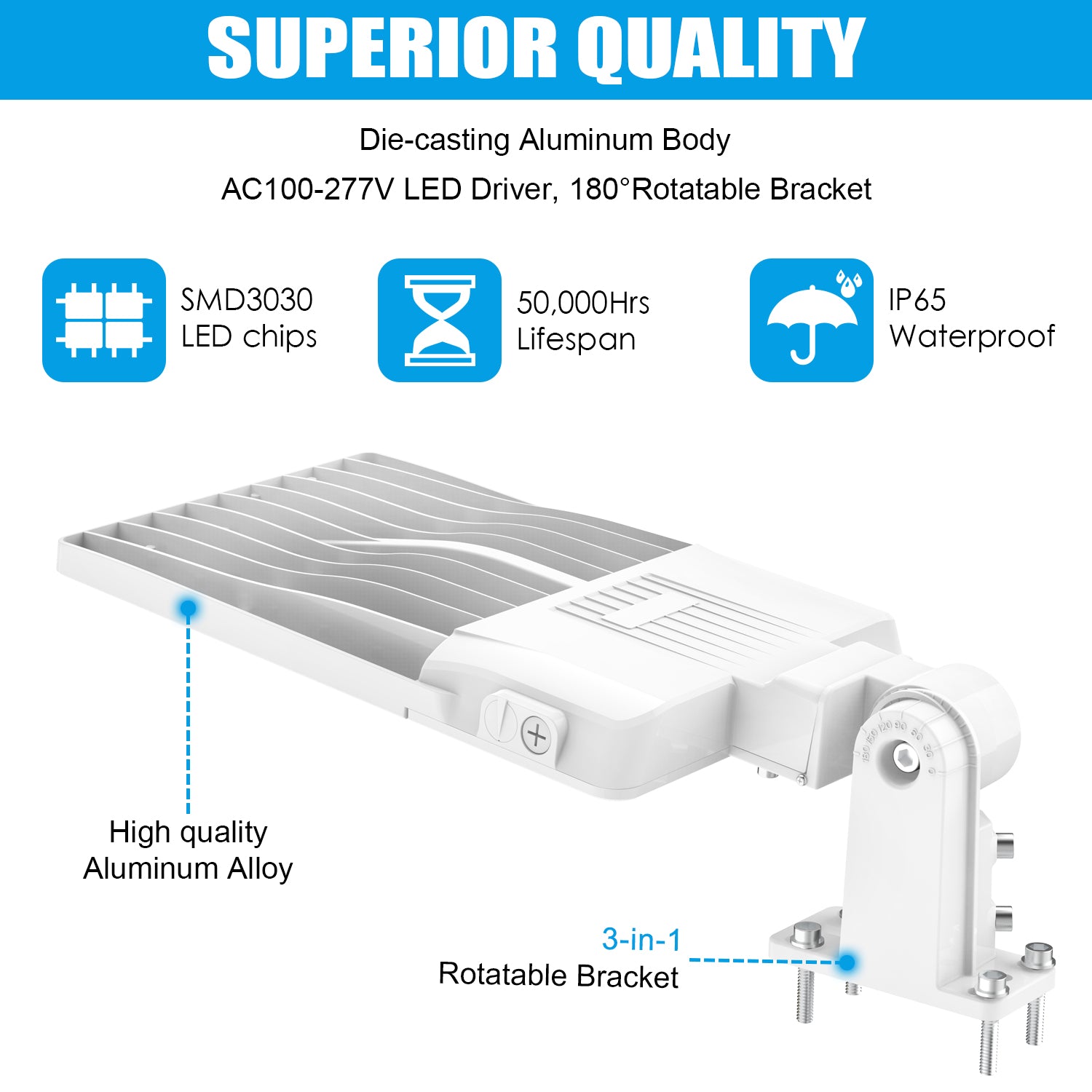 200W LED Shoebox Light 5000K - Built in Dusk To Dawn Photocell Sensor - 100-277VAC - White - Eco LED Lightings 
