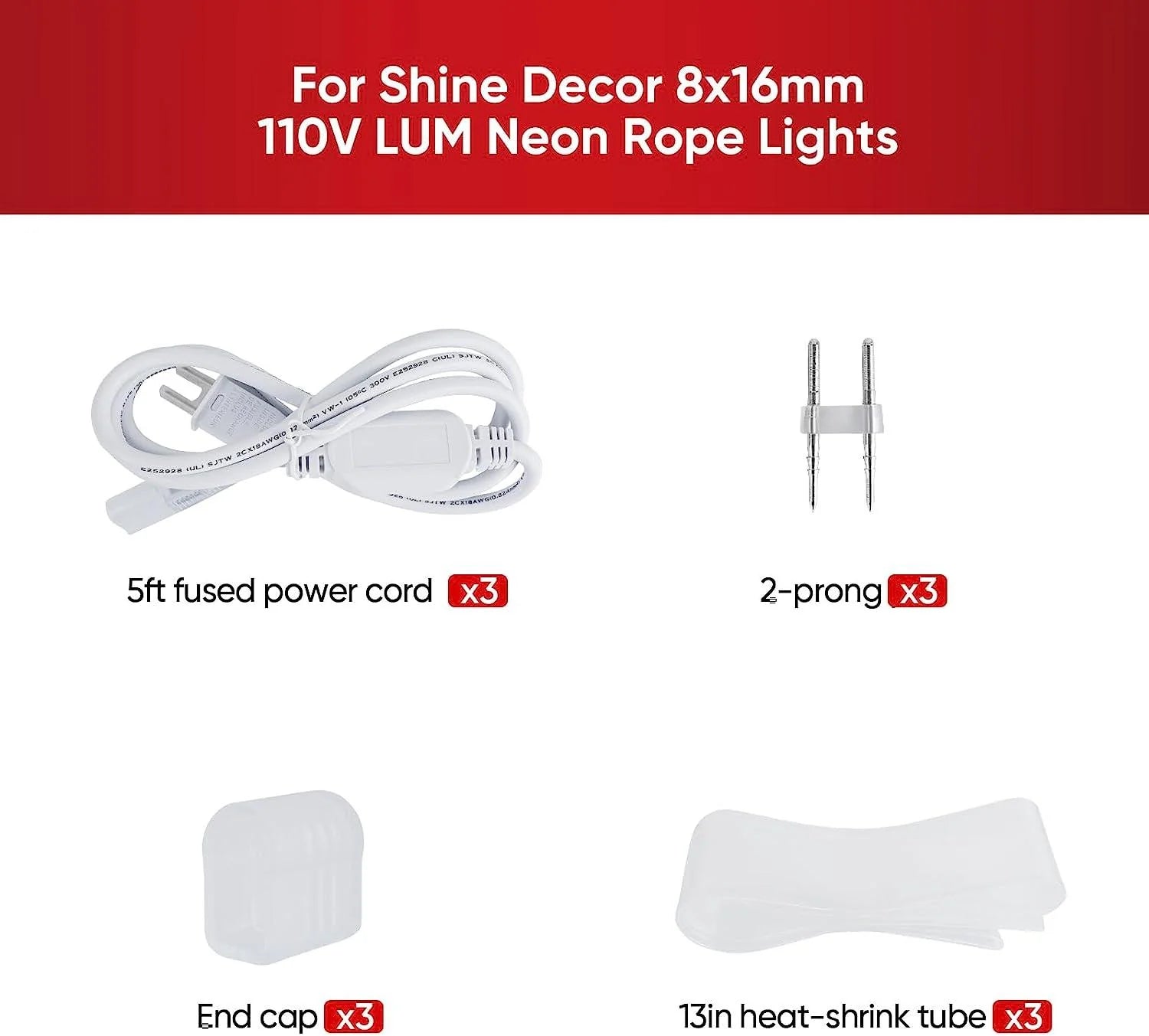 Extra 5ft Power Cord for 110V Led Neon Rope Light Super Bright - Eco LED Lightings 
