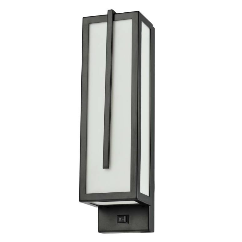 Studio 6 Modern Minimalist Black Iron Wall Sconce - Acrylic LED Wall Lamp, Warm White Light, On/Off Switch, ETL Listed, for Bedroom, Hallway, Bathroom, Living Room, Gemini Collection - Eco LED Lightings 