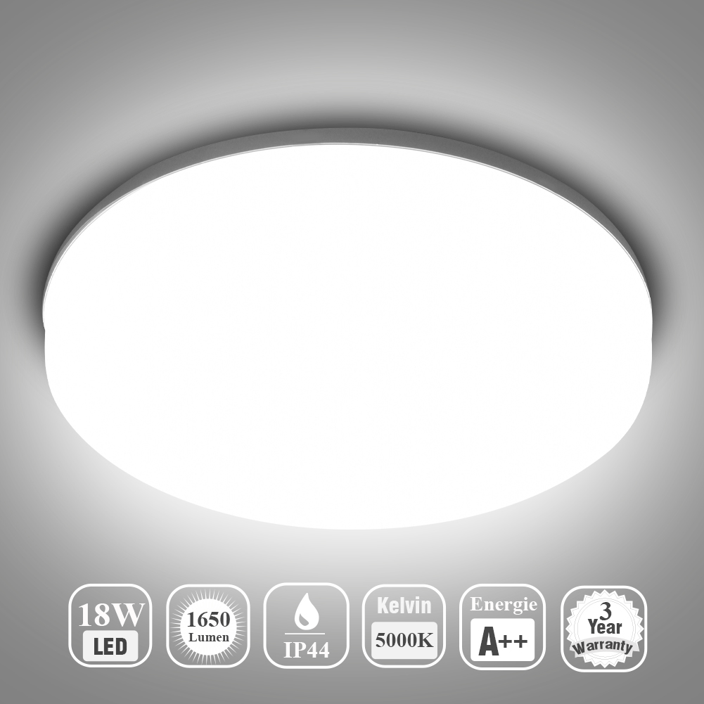 Modern 9.5 Inch Round LED Flush Mount Ceiling Light - 18W, 1650 Lumens, 5000K, IP44 Waterproof, Compact & Versatile for Any Room - Eco LED Lightings 