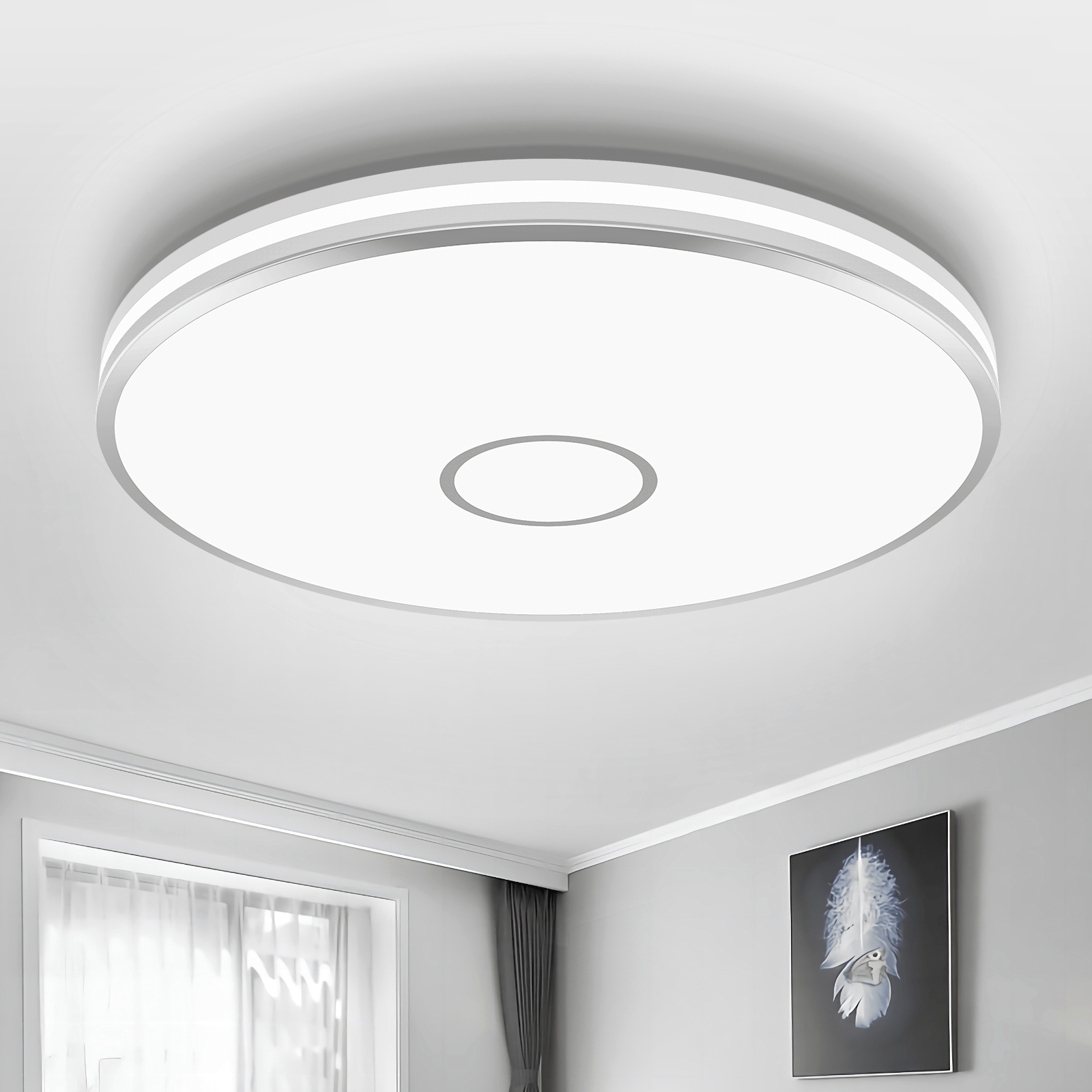 Upgrade Your Space with an Ultra-Bright 15-Inch Square LED Flush Mount Ceiling Light - 40W, 3800 Lumens, 5000K Daylight, Energy-Efficient, and IP44 Waterproof for Versatile, Sleek Design - Eco LED Lightings 