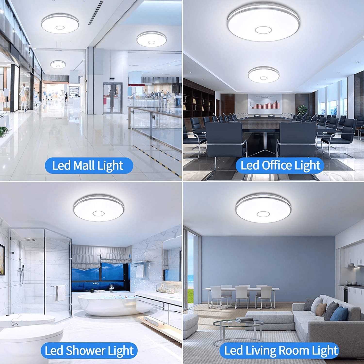Upgrade Your Space with an Ultra-Bright 15-Inch Square LED Flush Mount Ceiling Light - 40W, 3800 Lumens, 5000K Daylight, Energy-Efficient, and IP44 Waterproof for Versatile, Sleek Design - Eco LED Lightings 
