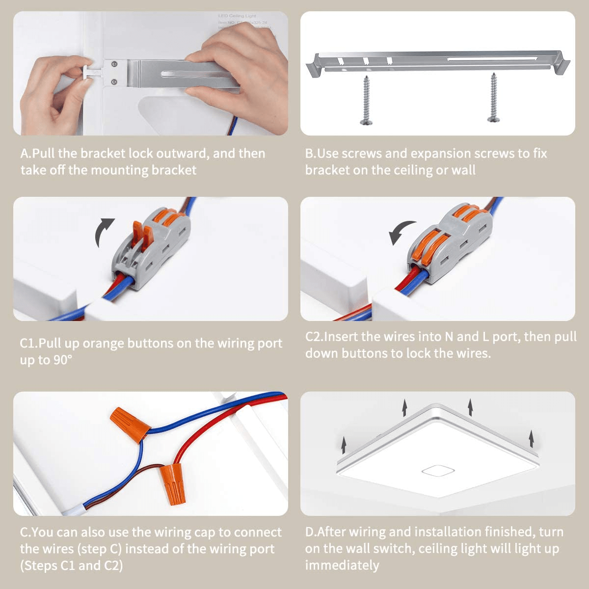 Versatile and Efficient 12.5 Inch Square LED Flush Mount Ceiling Lights - 24W, 2050LM, 5000K, and AC100-277V for Modern and Bright Lighting Solutions - Eco LED Lightings 