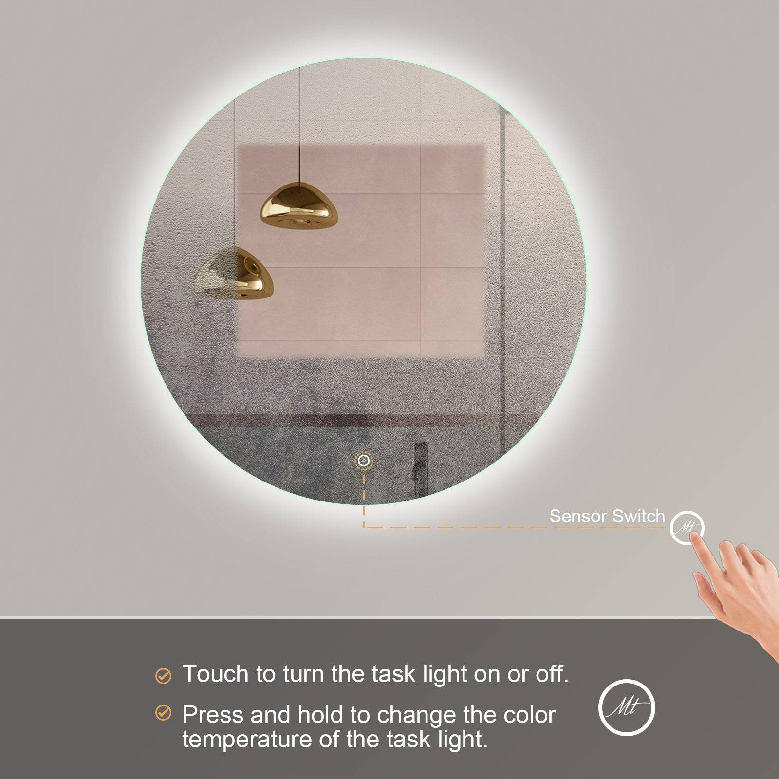 ELL Jupiter Series - LED Wall Glow Mirror with Defogger - 5mm Copper-Free  Glass, Circular Design, Adjustable Color Temperature, Touch Switch - ETL