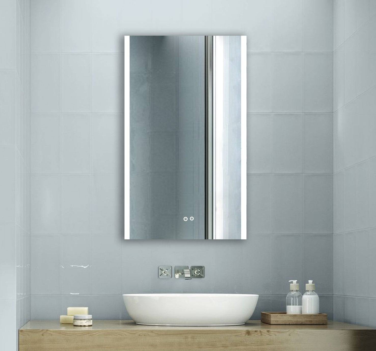 ELL Polar Series- Premium Vertical LED Mirror with Defogger - 5mm Copper-Free Glass, Adjustable Color Temperature, Touch Switch, ETL Listed & IP44 Rated, Vertical or Horizontal Mounting - Eco LED Lightings 